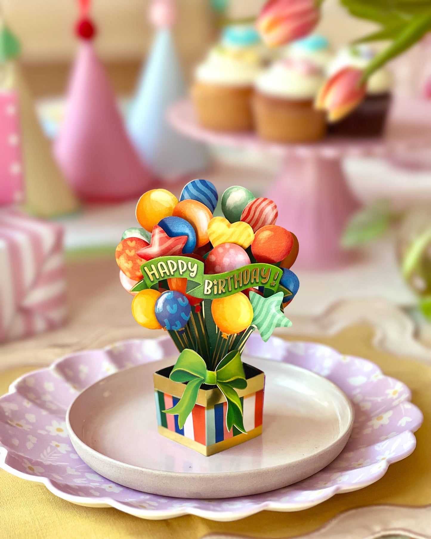 Mini Birthday Balloons Pop-up Greeting Card