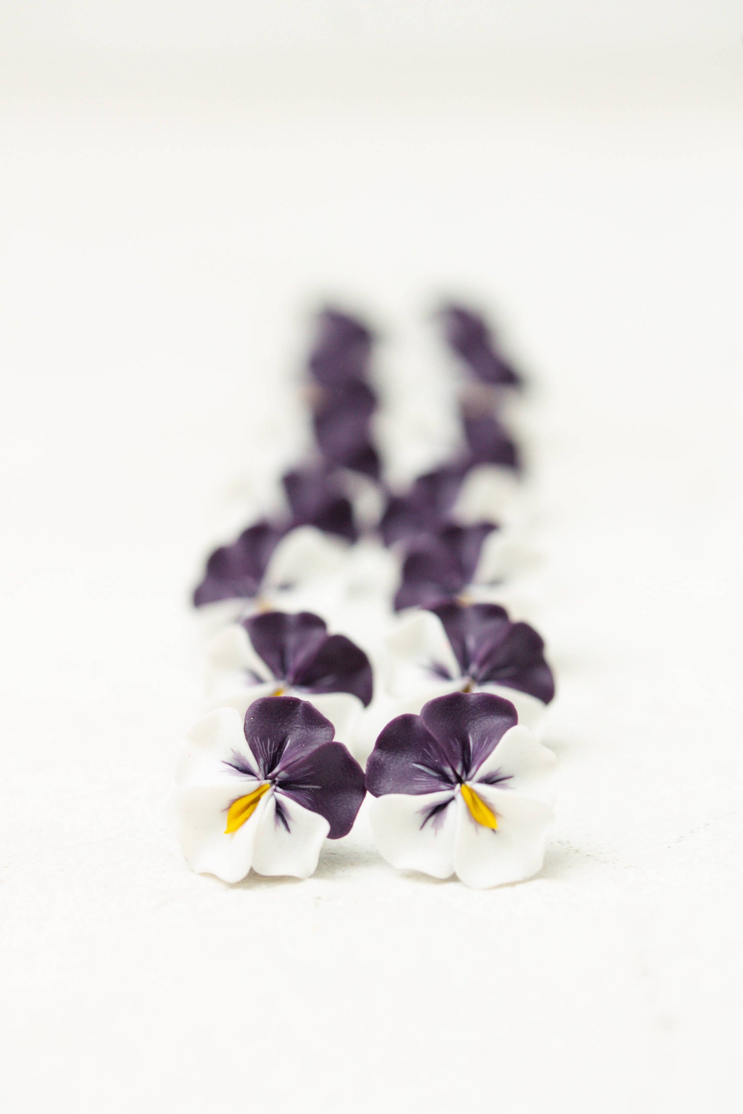 Purple White Pansy Earrings