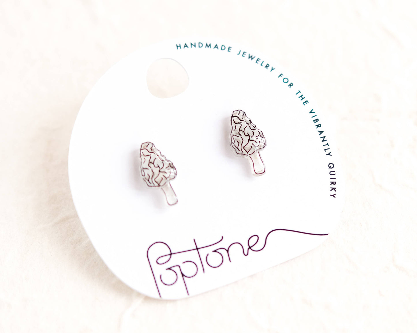 Morel Woodland Mushroom Stud Earrings