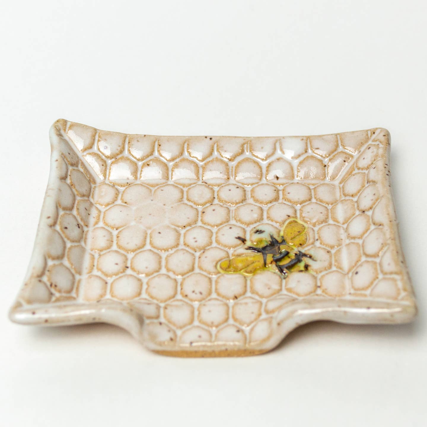 Honey Bee Pattern Handmade Ceramic Soap Dish