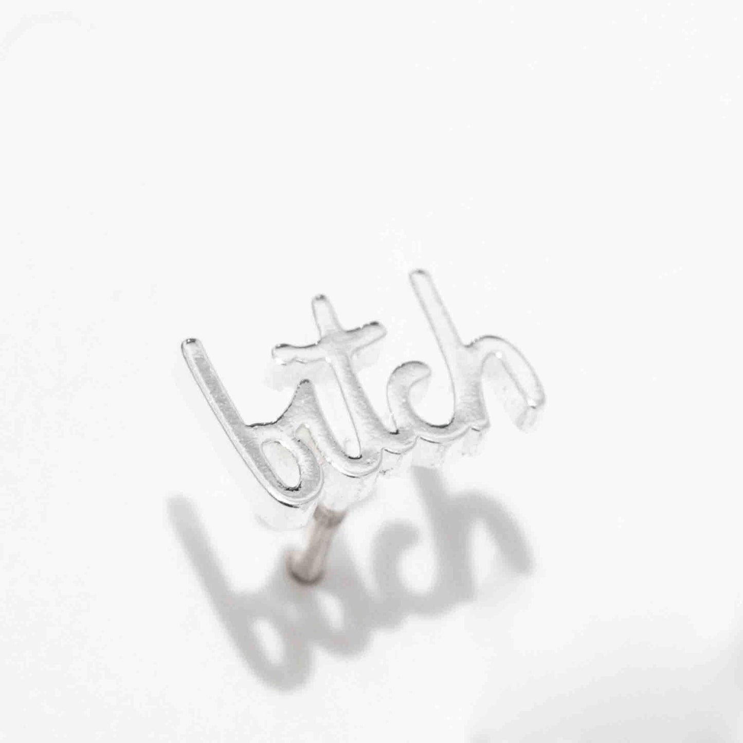 Bitch Swear Stud Earrings - Silver - Single