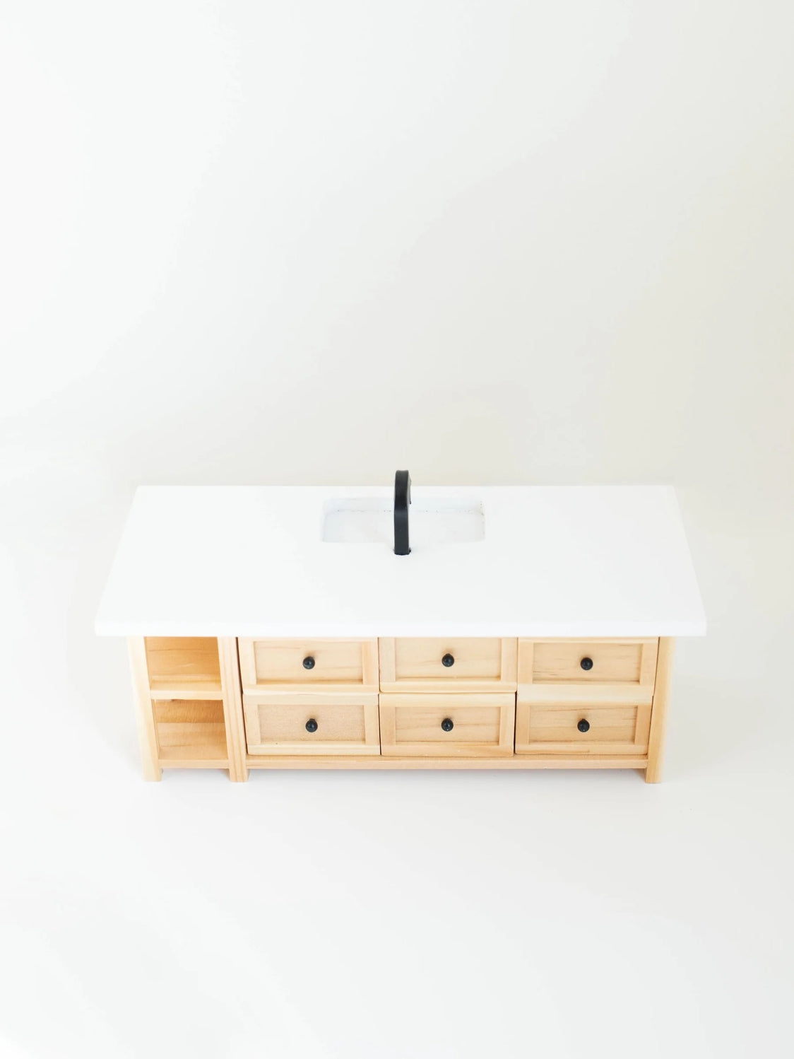 Dollhouse Farm Style Island with Drawers Natural Wood