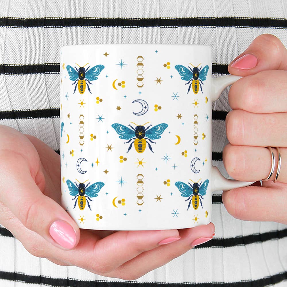 Celestial Bee Pattern Ceramic Mug