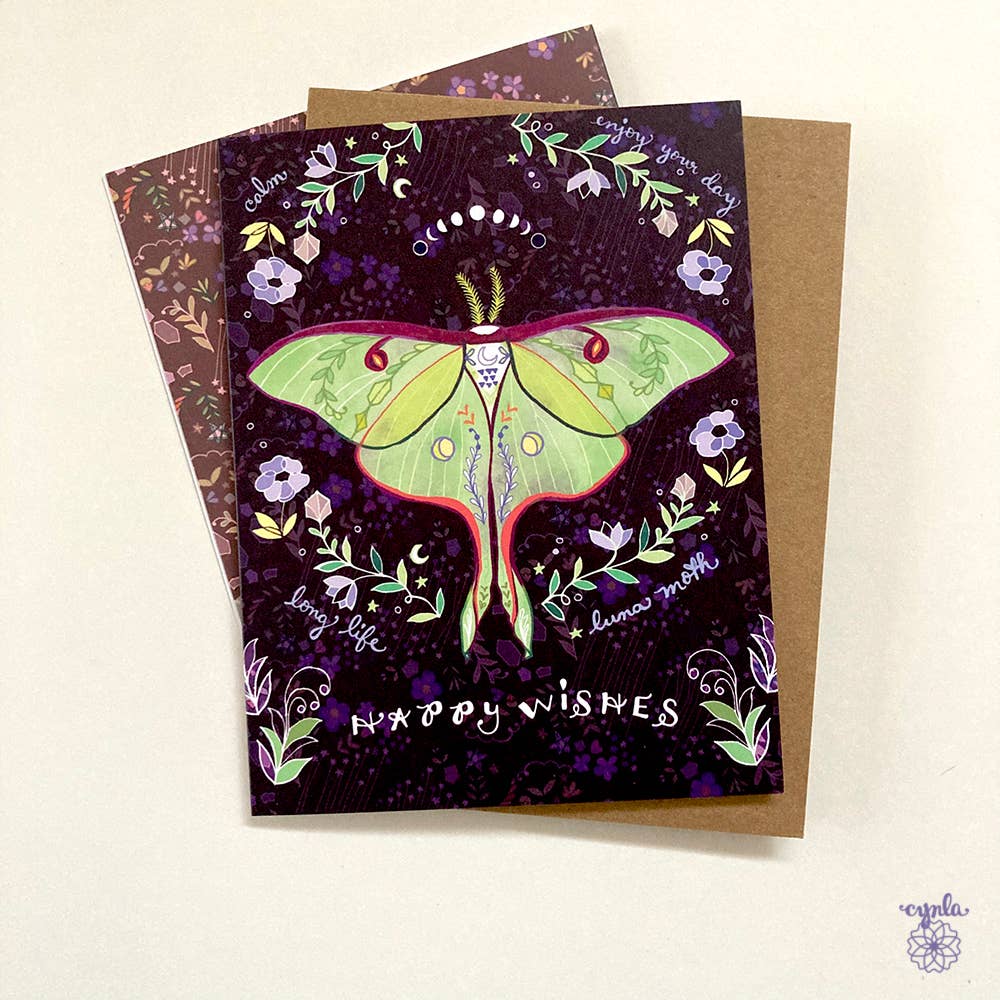 Luna Moth Happy Wishes Greeting Card