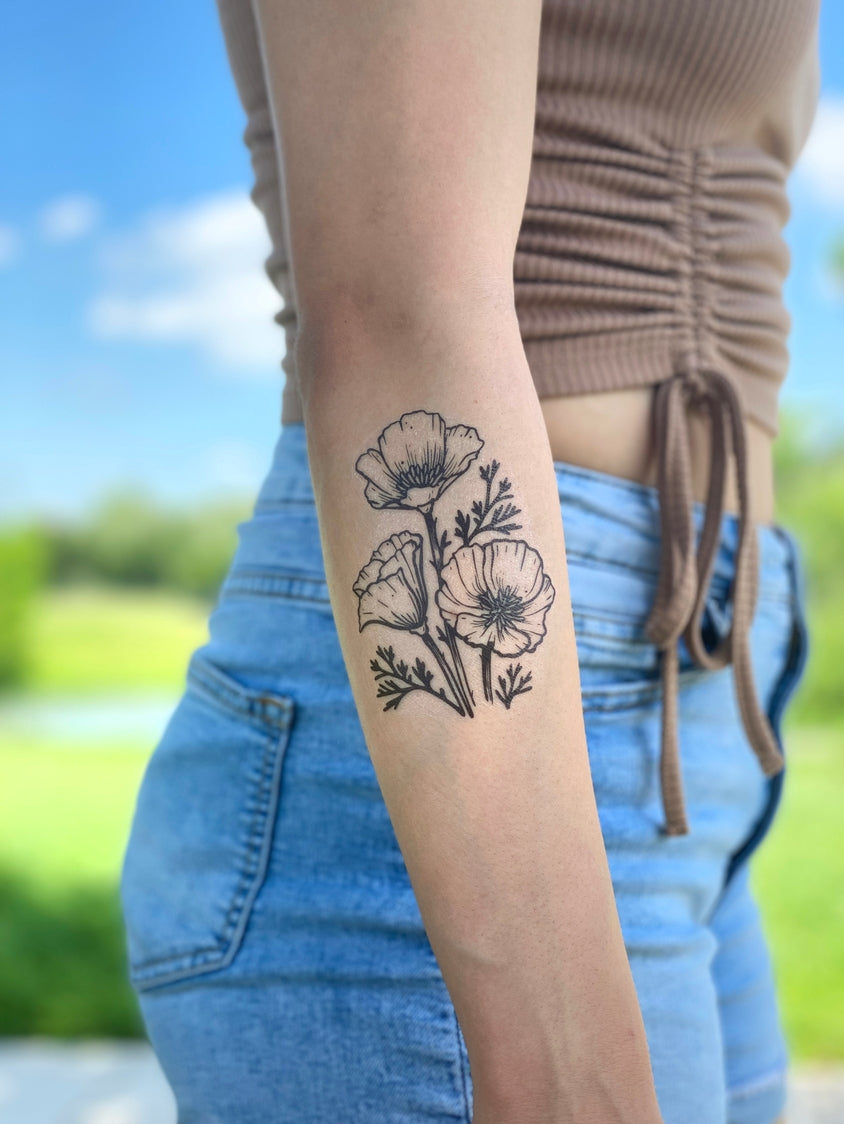 Golden Poppy Temporary Tattoo 2-Pack