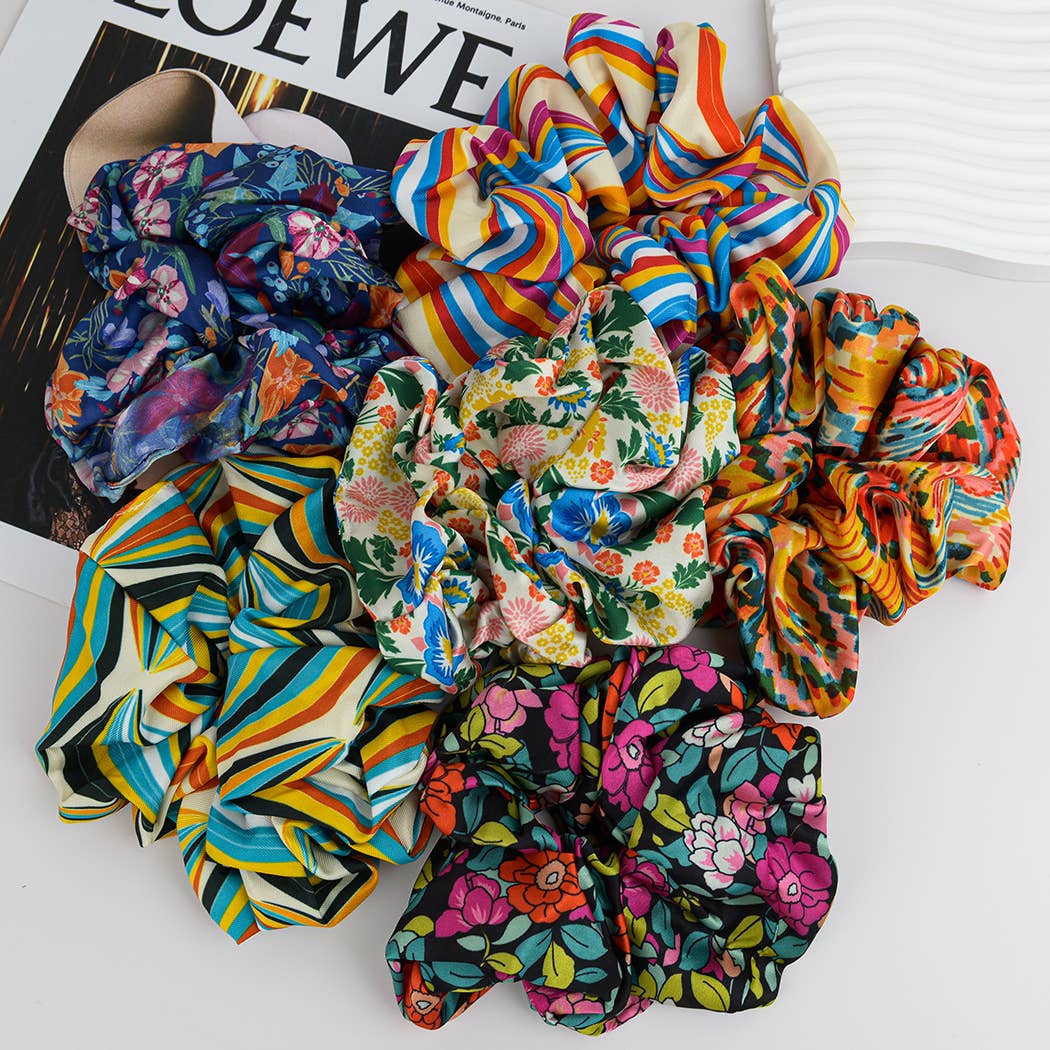 Vintage Floral Print Soft Scrunchies