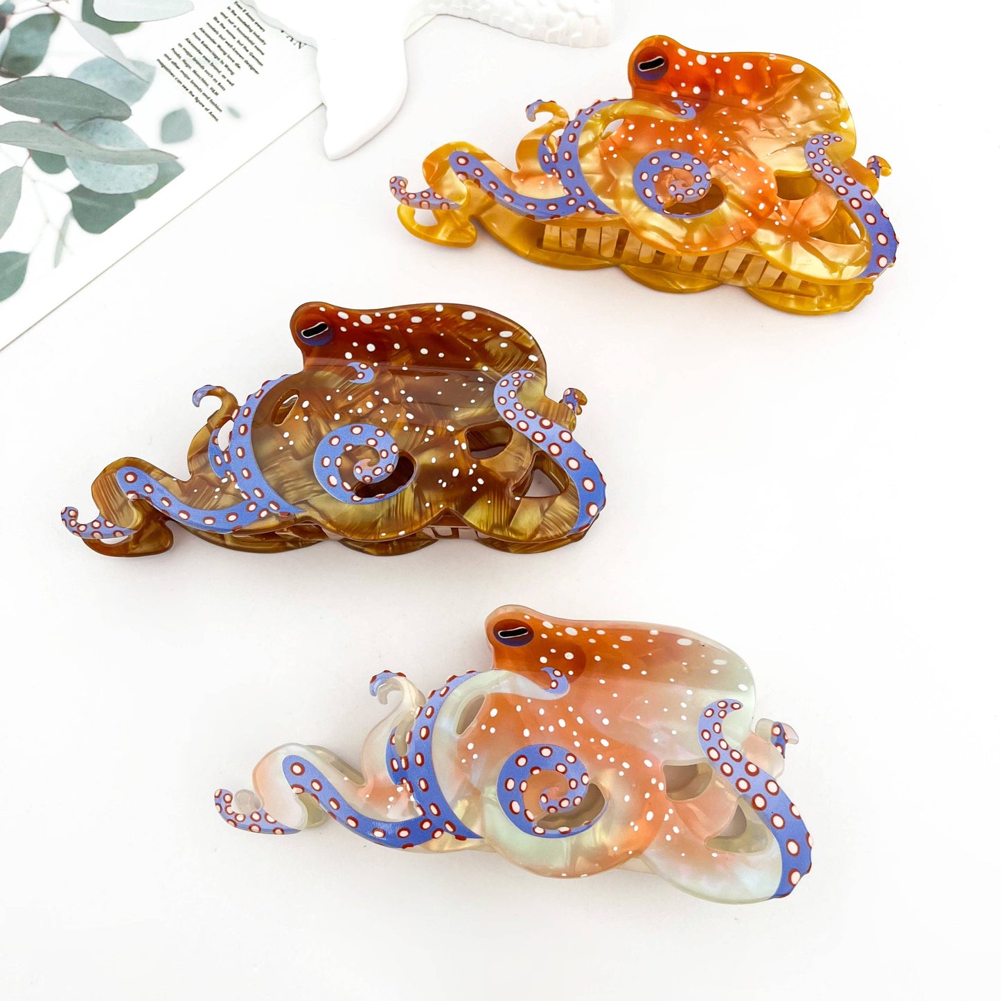 Blue Ring Octopus Hair Claw Clip