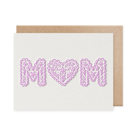 MOM Letterpress Heart Mother's Day Card