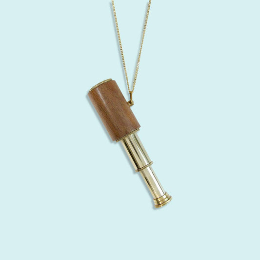Wood Telescope Necklace - 32" Chain