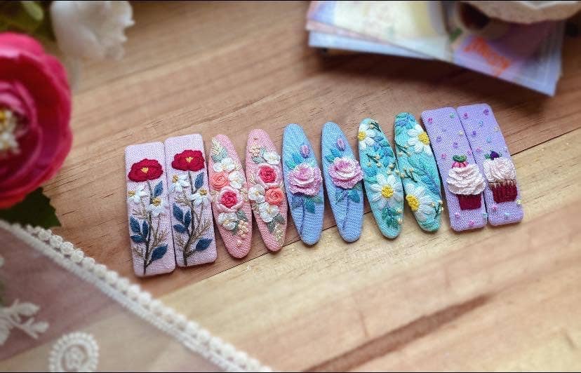 Floral Embroidered Hair Barrette, Gemma Collection 🪡