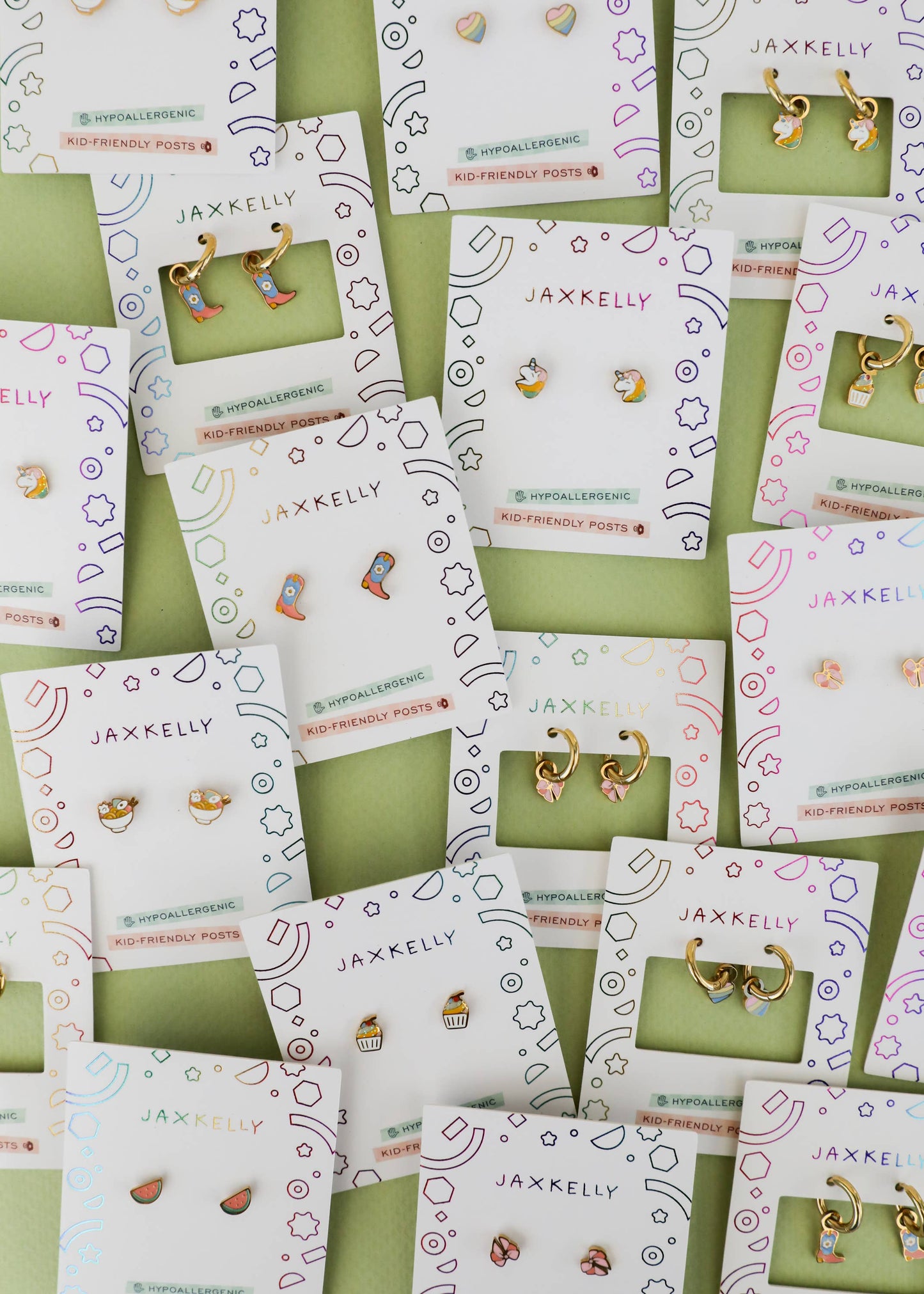 Heart Enamel Flat Back Kids Earrings