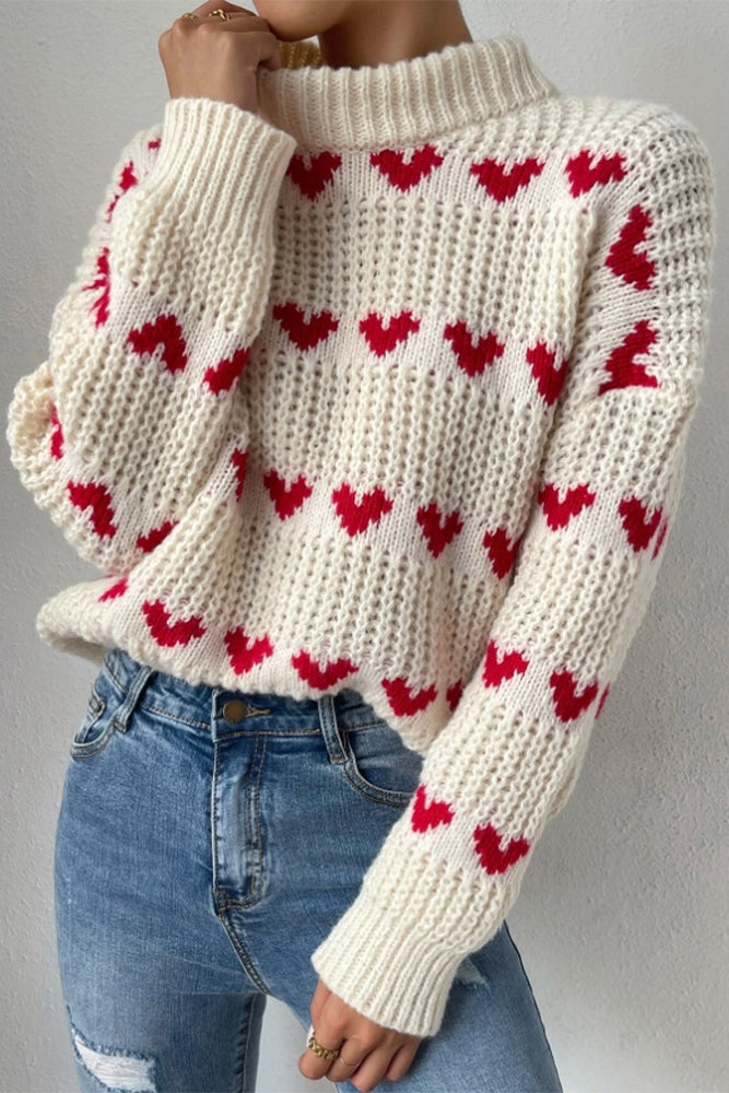 Valentine's Day Heart Jacquard Sweater