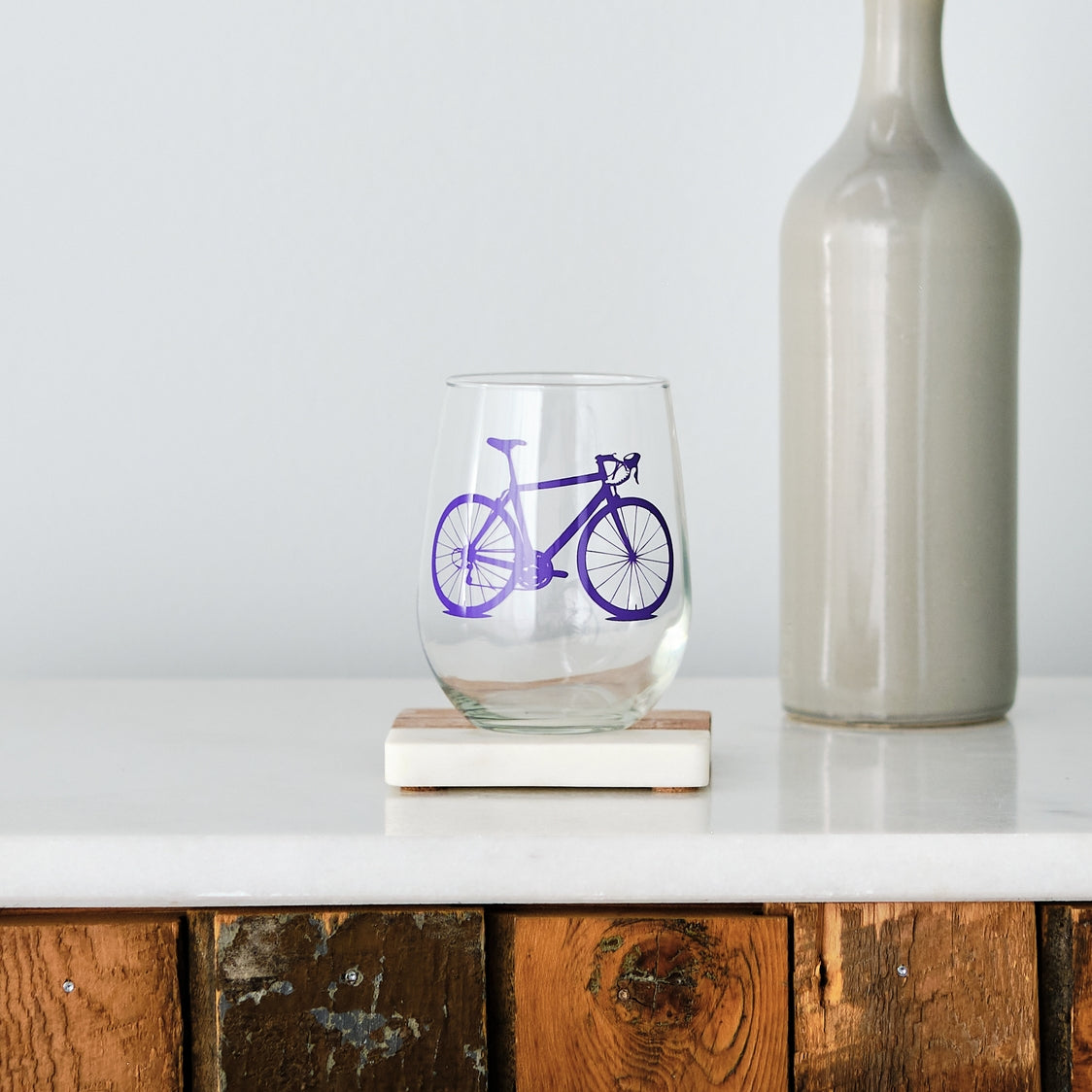 Bicycle Stemless Wine Glass