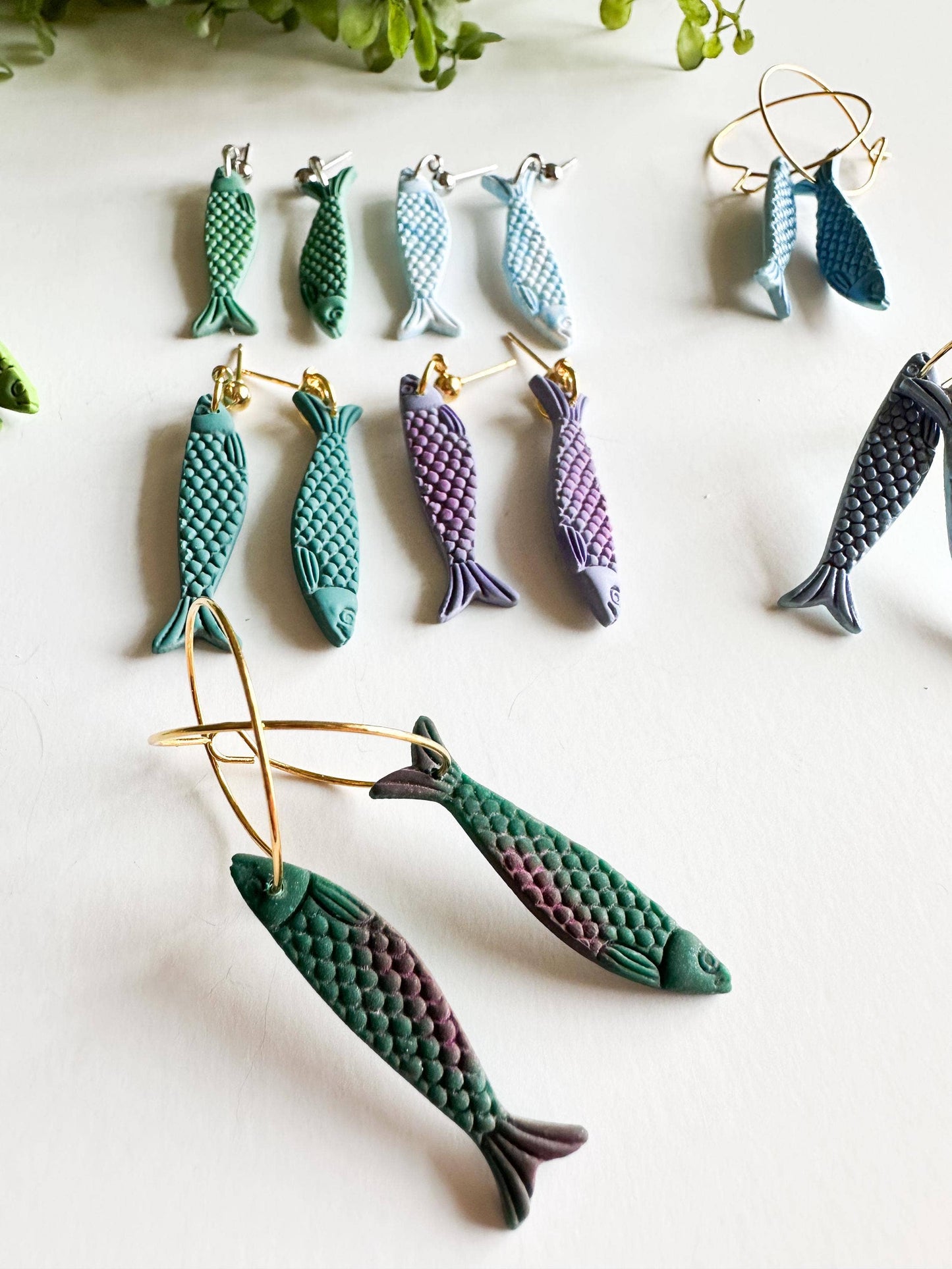 Sardine Clay Statement Fish Nature Earrings #2