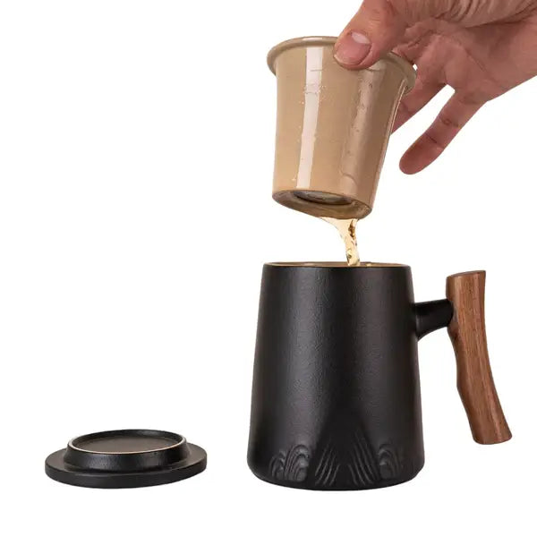 Black Mug With Infuser and Lid - 12 fl.oz.