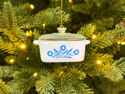 Mini Cornflower Ornament – Corning Ware–Inspired Casserole