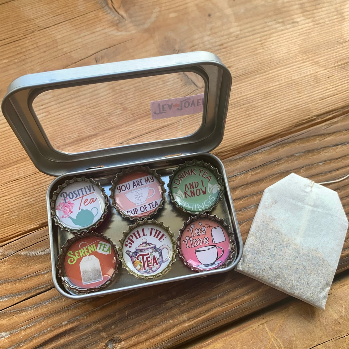 Tea Lover Bottle Cap Magnet Set