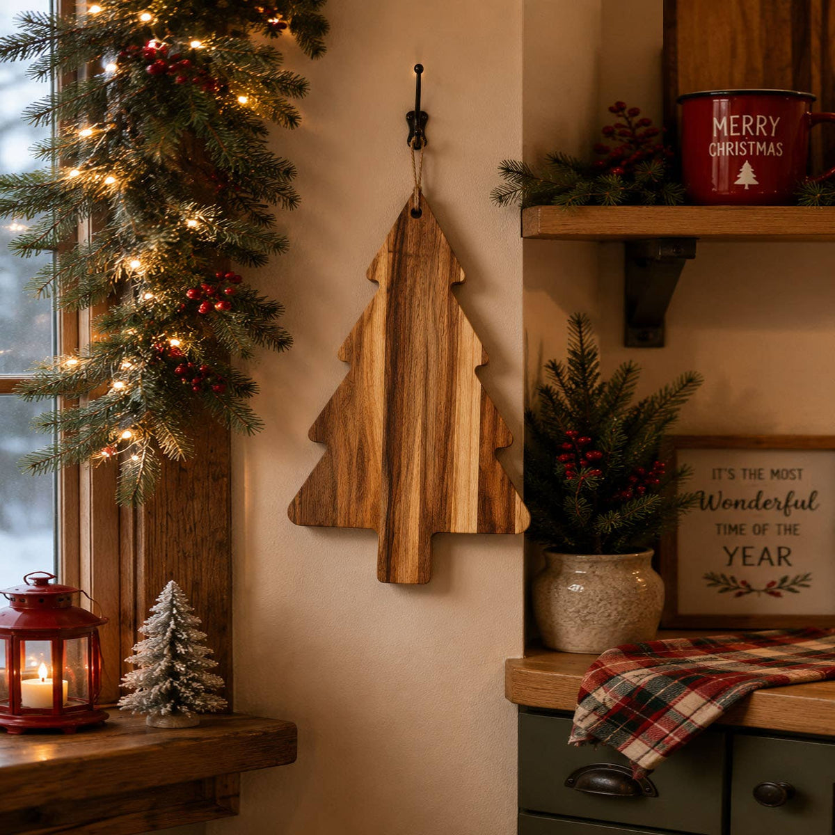 Christmas Tree Shape Serving Board, Holiday Charcuterie Wood