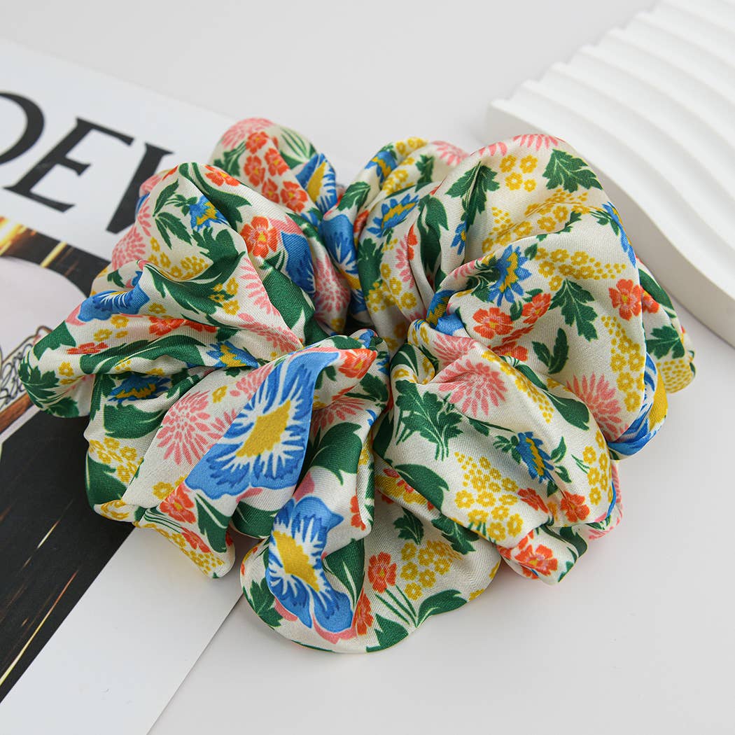 Vintage Floral Print Soft Scrunchies