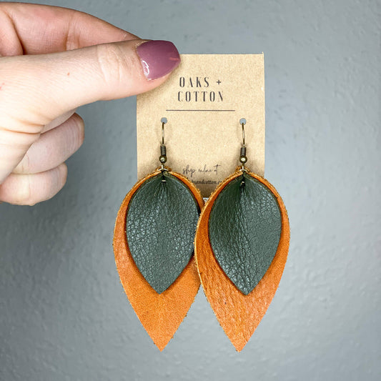 Double Pinched Leaf Earrings