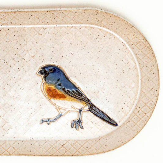 Blue Bird Design Stoneware Handmade in Ohio, Ceramic Platter