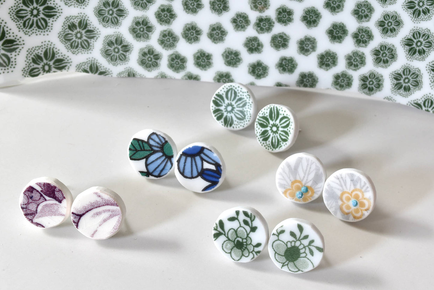 Broken Plate Stud Earring  