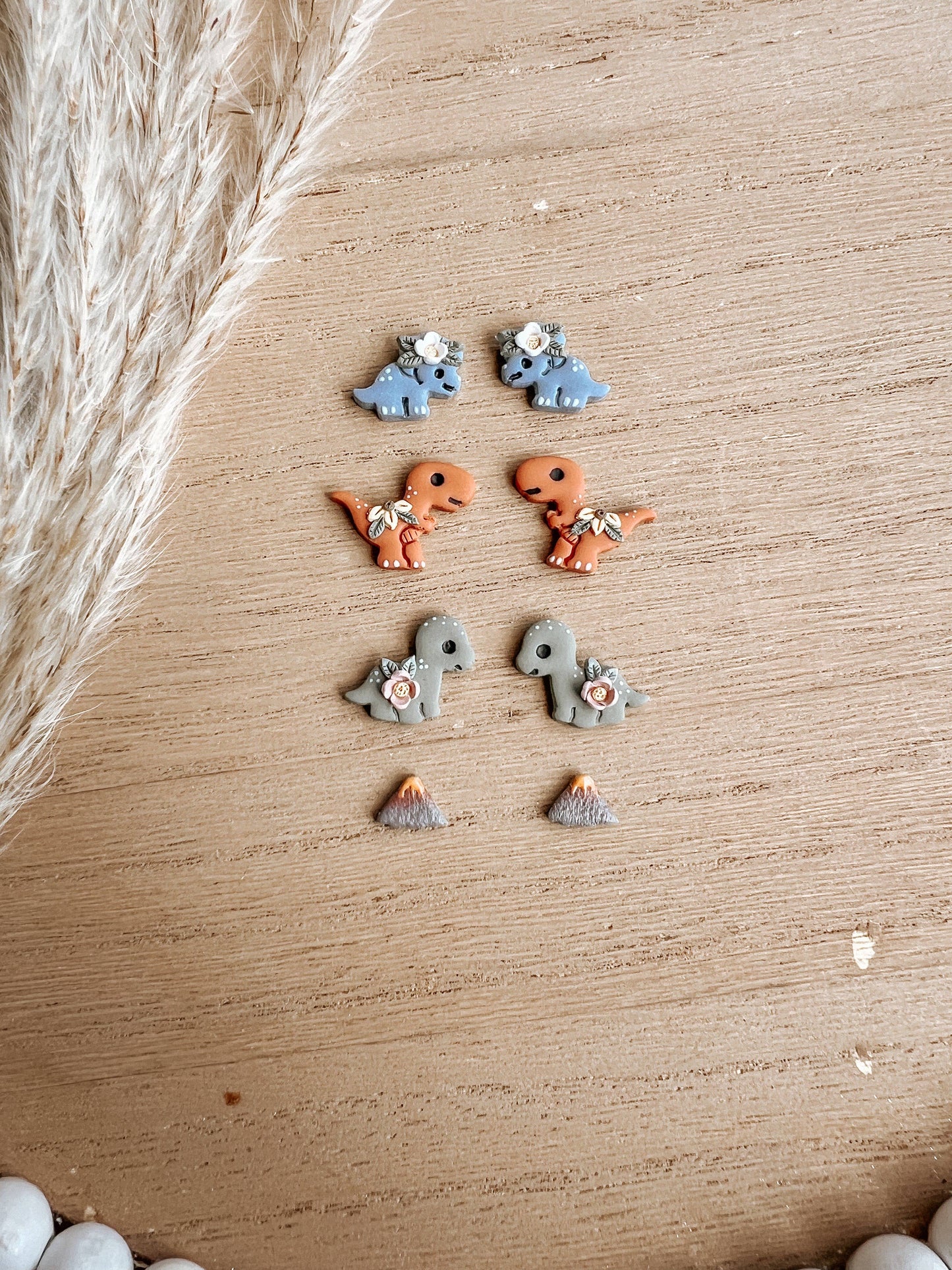 Dinosaur Clay Stud Earrings, Dainty Study Novelty Earrings