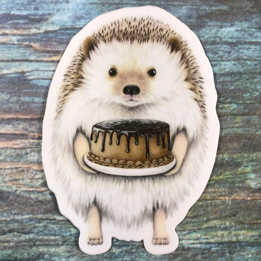 Hedgehog With Cake Sticker