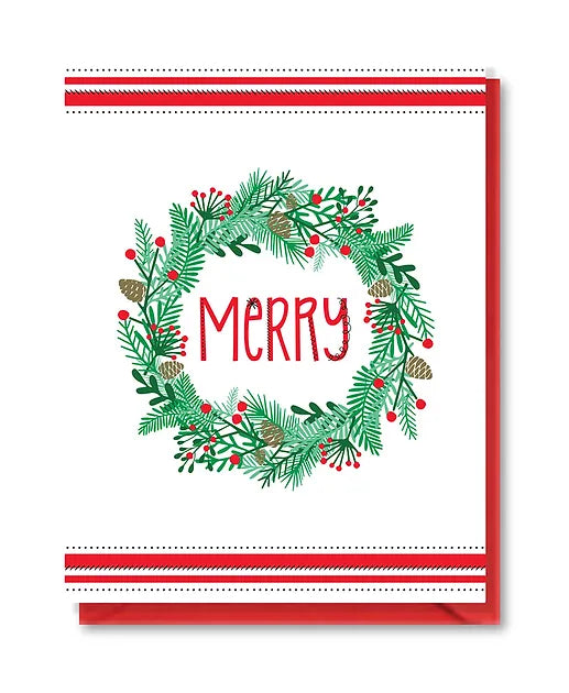 Merry Wreath Card by Doodle Bird Design