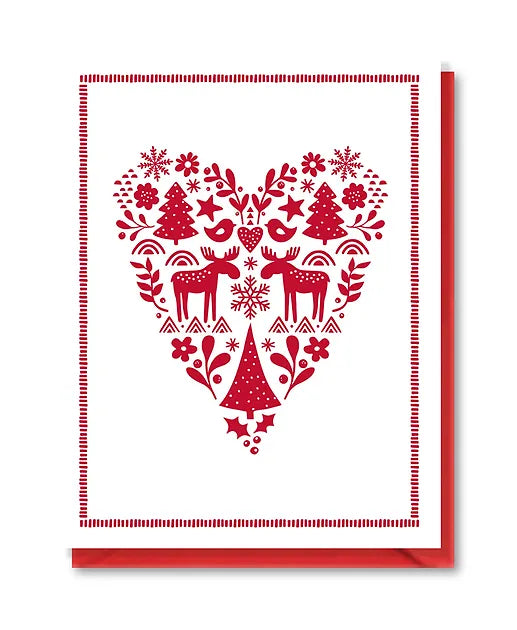 Scandi Heart Holiday Card by Doodle Bird Design