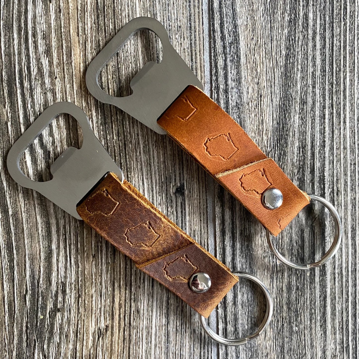 Bottle Opener Leather Keychain