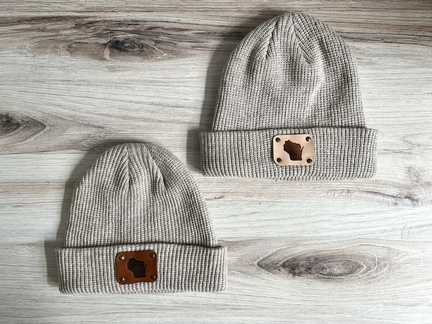 WI Leather Patch Beanie