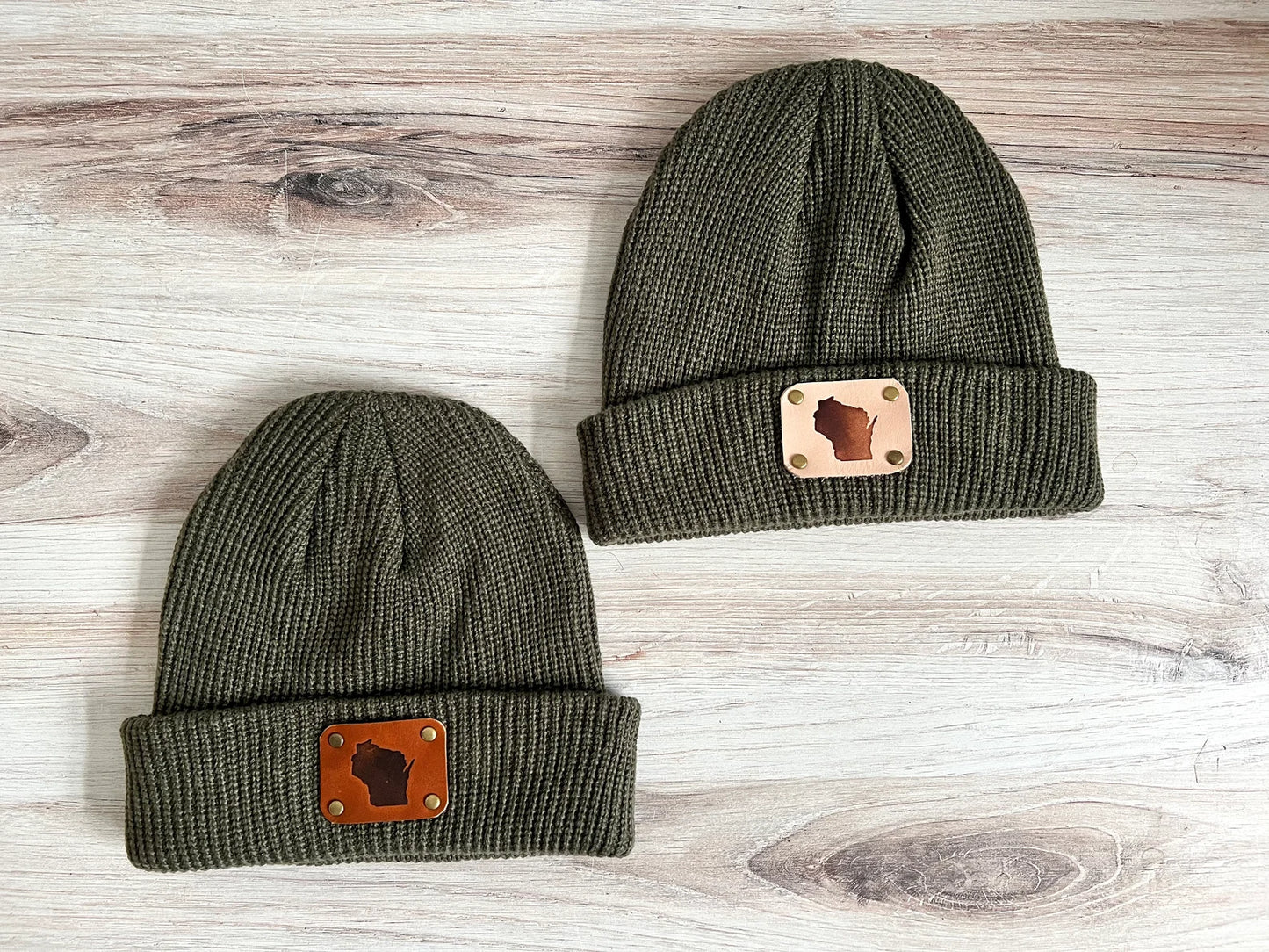 WI Leather Patch Beanie