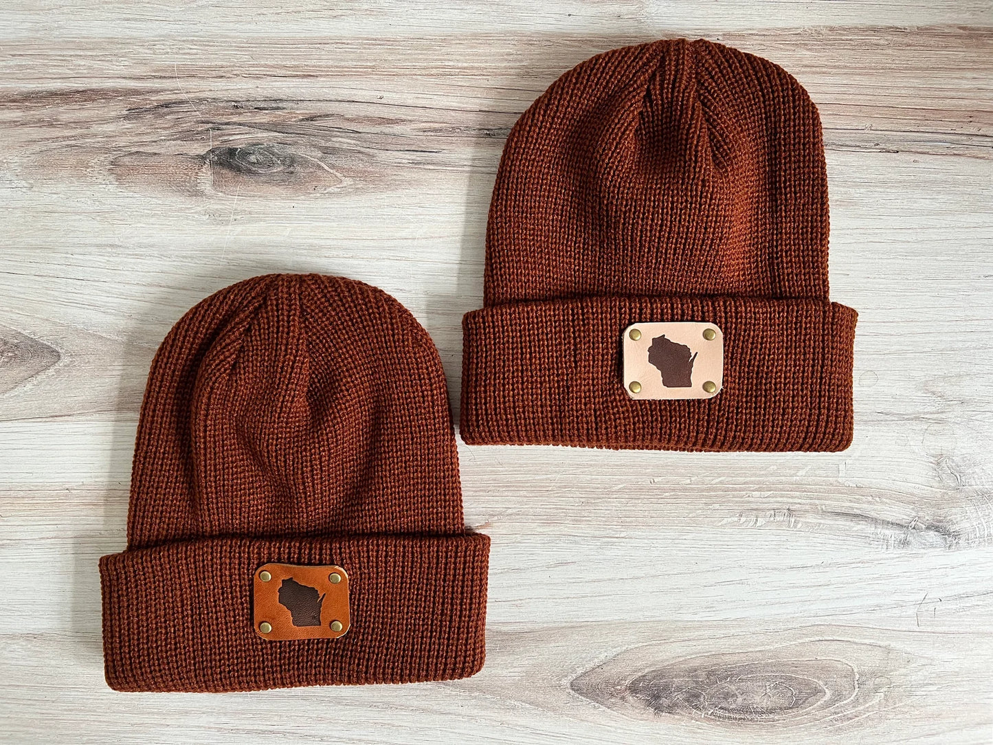 WI Leather Patch Beanie