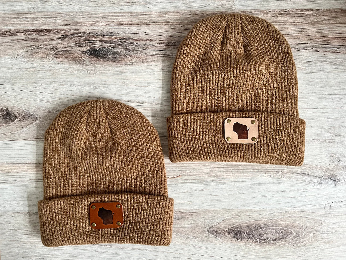 WI Leather Patch Beanie