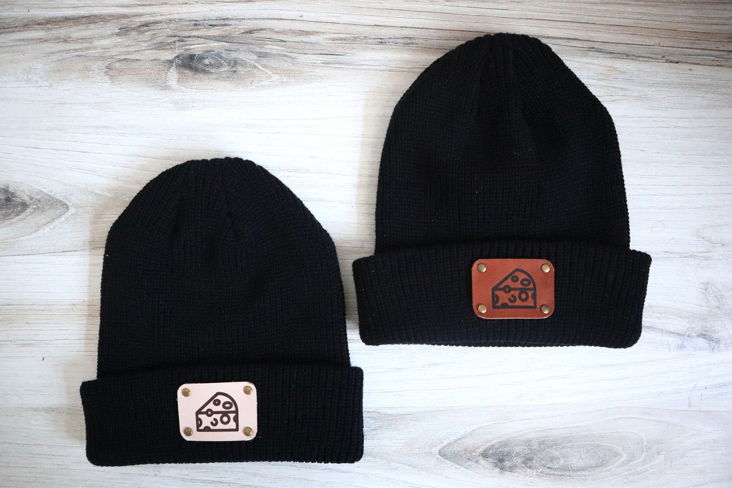 Cheese Leather Patch Beanie