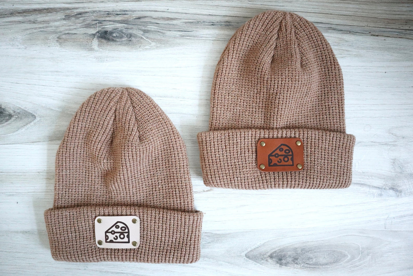 Cheese Leather Patch Beanie