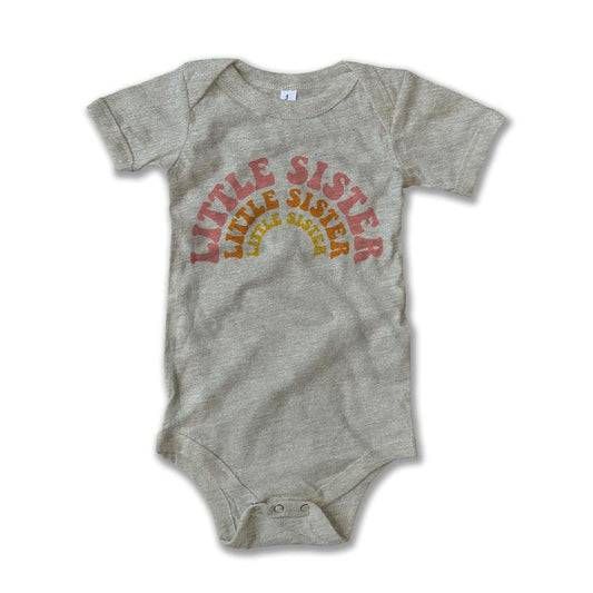 Little Sister Heathered Stone Tee or Onesie