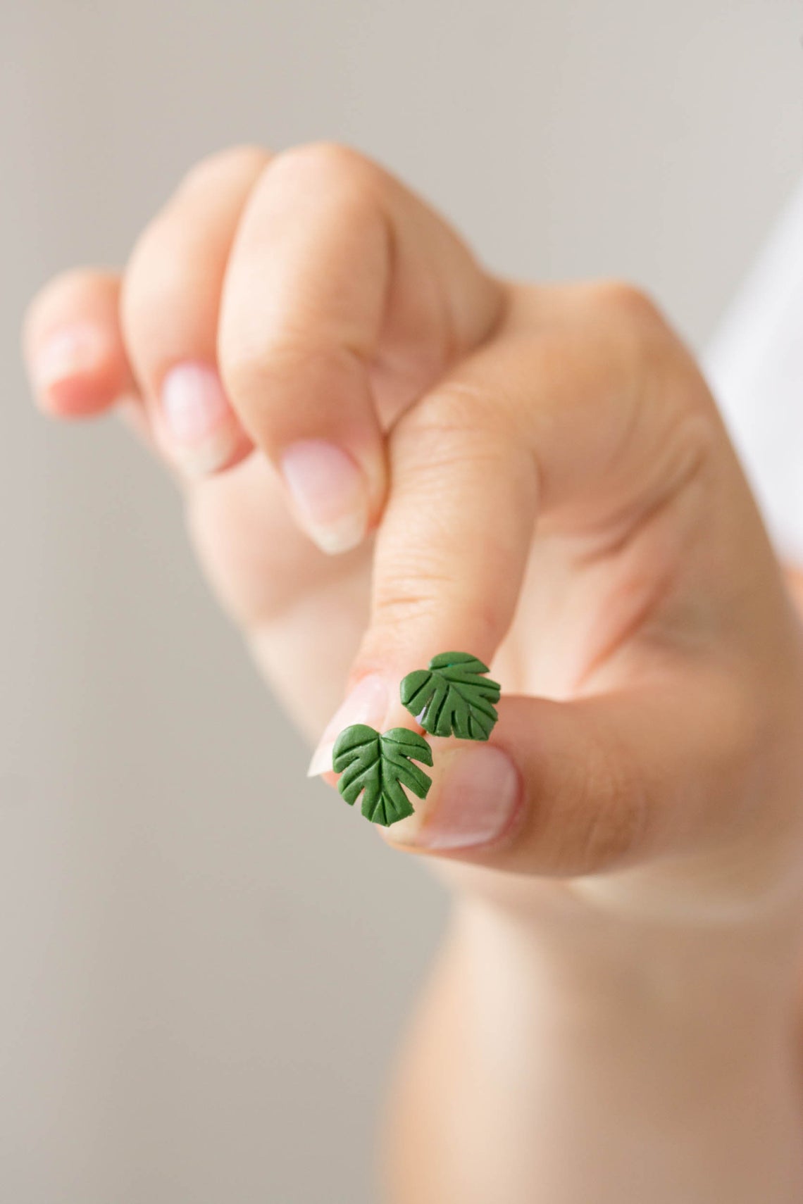 Mini Monstera Stud Earrings