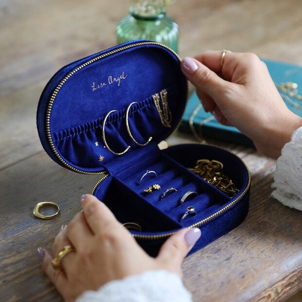 Starry Night Velvet Oval Travel Jewelry Case