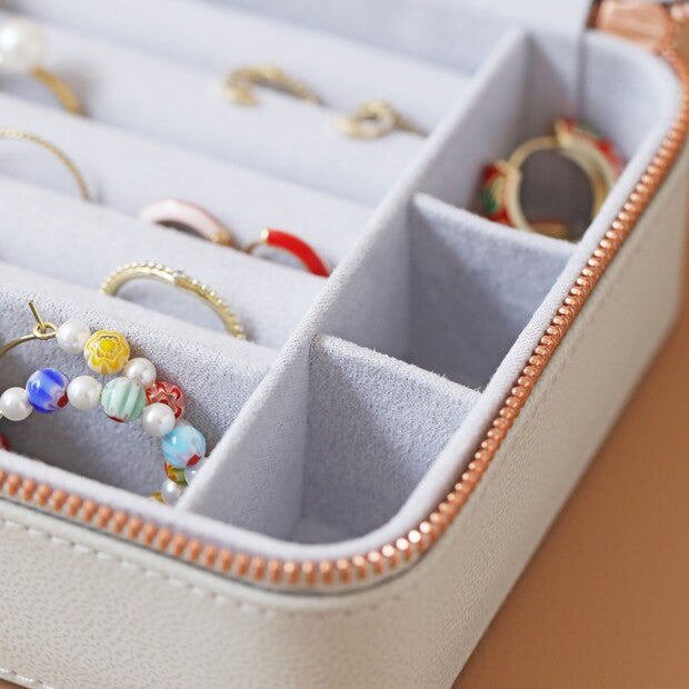 Grey Medium Square Travel Jewelry Case