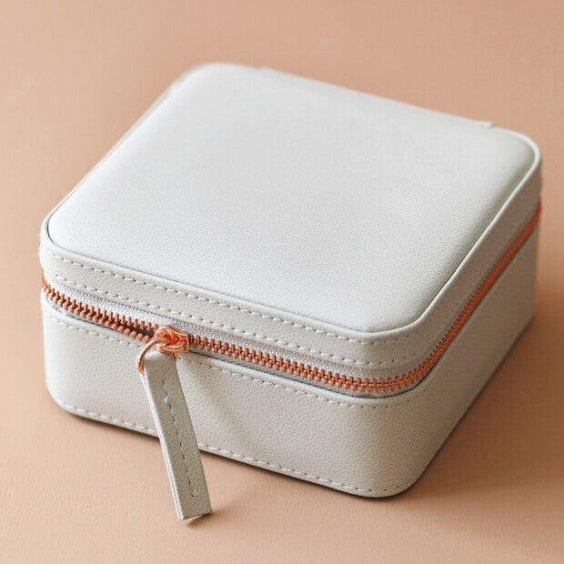 Grey Medium Square Travel Jewelry Case