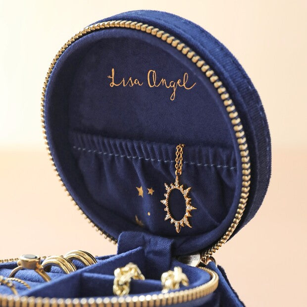 Starry Night Velvet Round Travel Jewelry Case