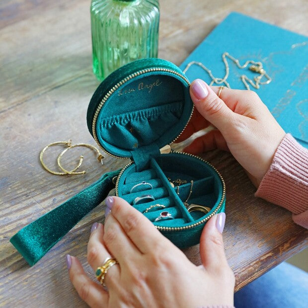 Starry Night Velvet Round Travel Jewelry Case