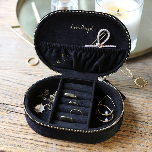 Starry Night Velvet Oval Travel Jewelry Case