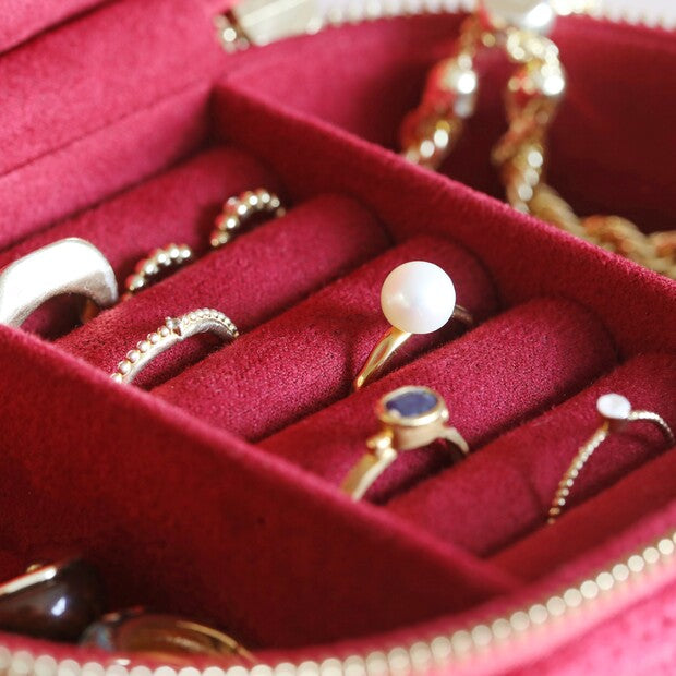 Starry Night Velvet Oval Travel Jewelry Case