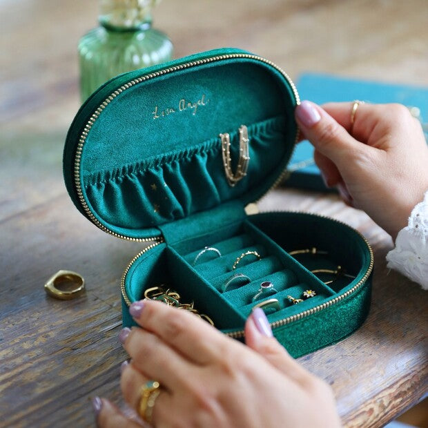 Starry Night Velvet Oval Travel Jewelry Case
