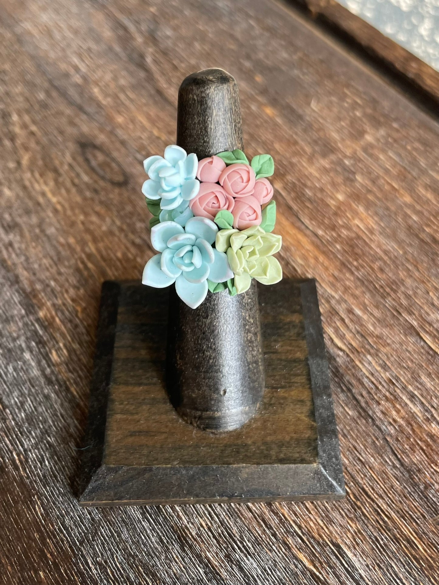 Succulent Bouquet Adjustable Ring